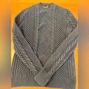Brooks Brothers Blue Cable Knit Cotton Fisherman Sweater